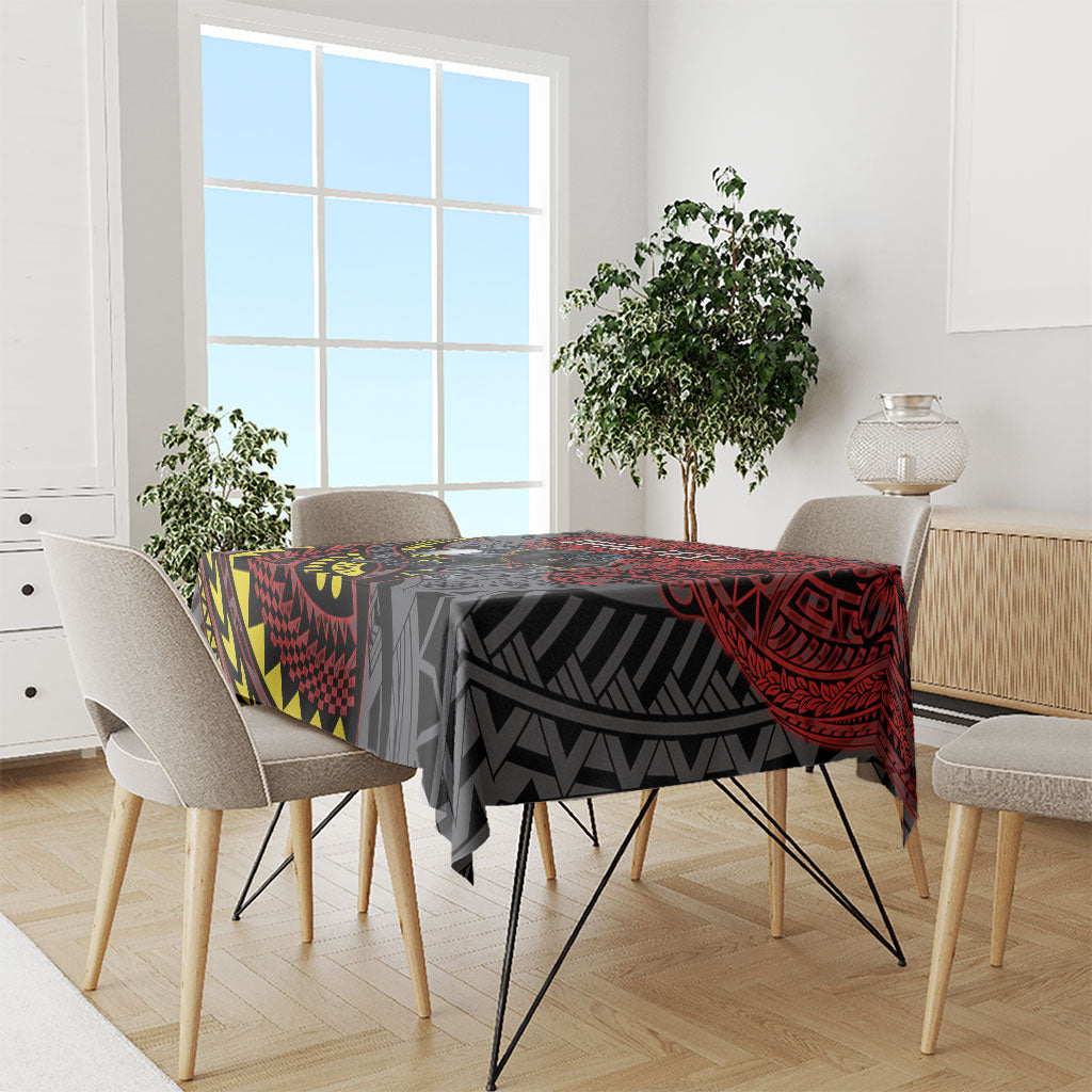 Personalised Penrith Panthers Tablecloth Polynesian Tribal Art Style With Fierce Panther Mascot
