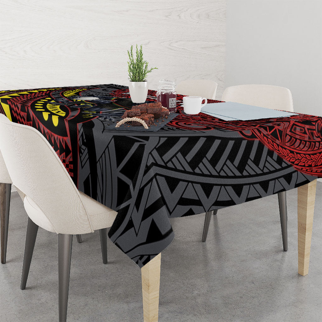 Personalised Penrith Panthers Tablecloth Polynesian Tribal Art Style With Fierce Panther Mascot
