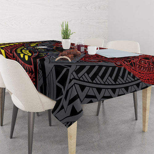 Personalised Penrith Panthers Tablecloth Polynesian Tribal Art Style With Fierce Panther Mascot