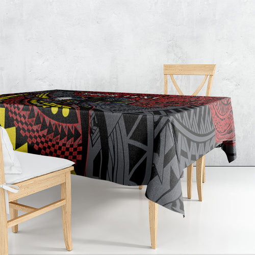 Personalised Penrith Panthers Tablecloth Polynesian Tribal Art Style With Fierce Panther Mascot