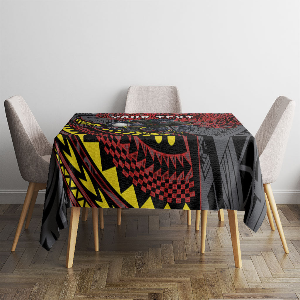 Personalised Penrith Panthers Tablecloth Polynesian Tribal Art Style With Fierce Panther Mascot