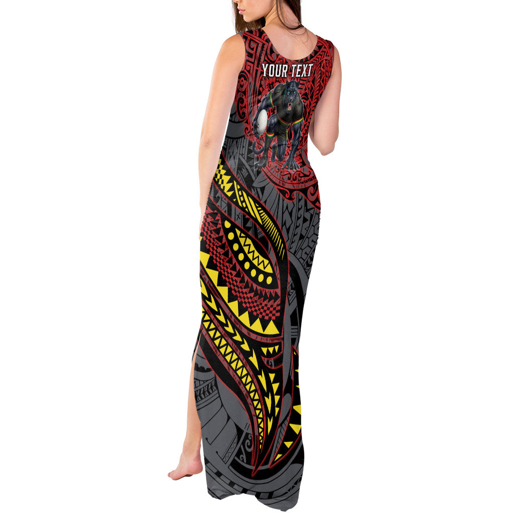 Personalised Penrith Panthers Tank Maxi Dress Polynesian Tribal Art Style With Fierce Panther Mascot