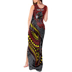 Personalised Penrith Panthers Tank Maxi Dress Polynesian Tribal Art Style With Fierce Panther Mascot