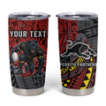 Personalised Penrith Panthers Tumbler Cup Polynesian Tribal Art Style With Fierce Panther Mascot