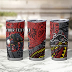 Personalised Penrith Panthers Tumbler Cup Polynesian Tribal Art Style With Fierce Panther Mascot