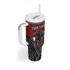 Personalised Penrith Panthers Tumbler With Handle Polynesian Tribal Art Style With Fierce Panther Mascot