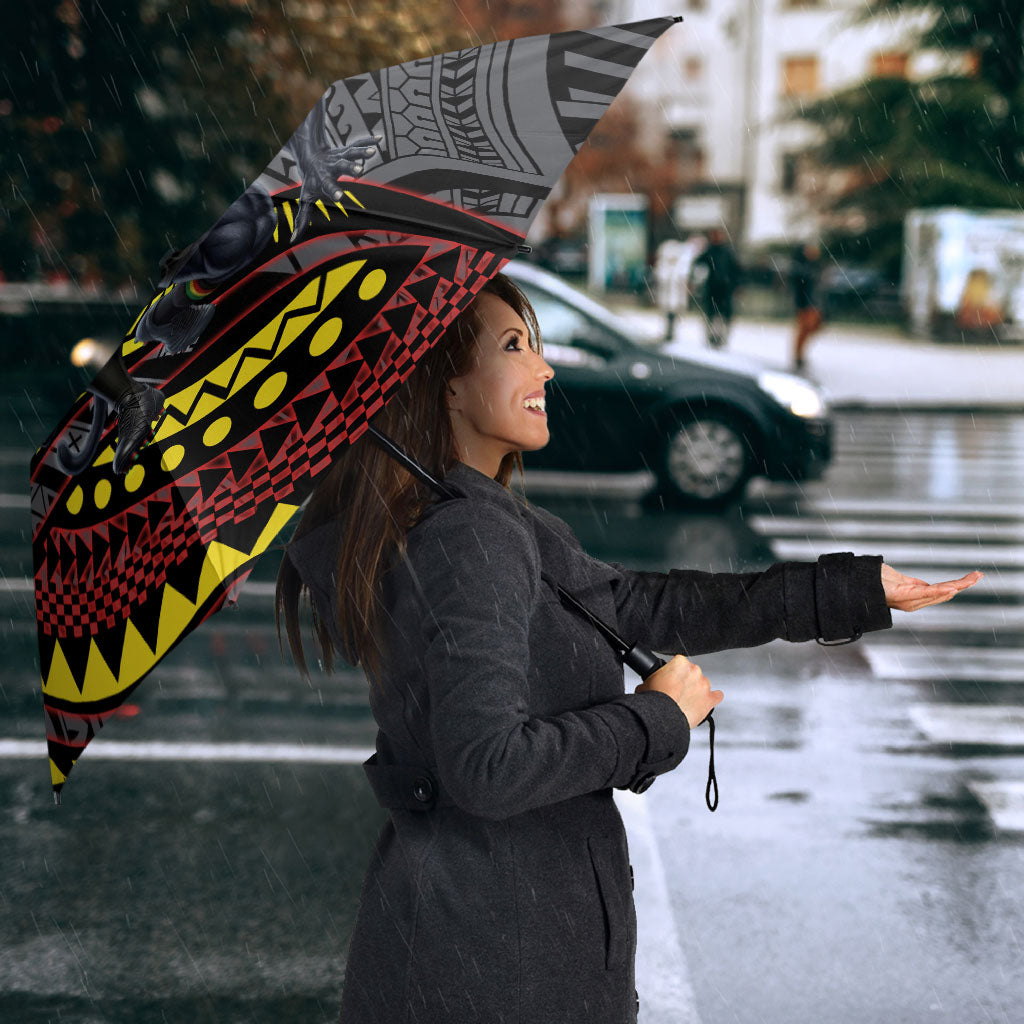 Personalised Penrith Panthers Umbrella Polynesian Tribal Art Style With Fierce Panther Mascot