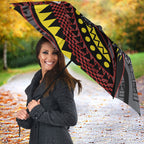 Personalised Penrith Panthers Umbrella Polynesian Tribal Art Style With Fierce Panther Mascot