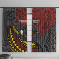 Personalised Penrith Panthers Window Curtain Polynesian Tribal Art Style With Fierce Panther Mascot