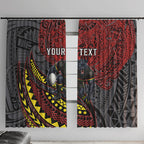 Personalised Penrith Panthers Window Curtain Polynesian Tribal Art Style With Fierce Panther Mascot