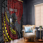 Personalised Penrith Panthers Window Curtain Polynesian Tribal Art Style With Fierce Panther Mascot