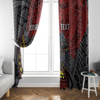 Personalised Penrith Panthers Window Curtain Polynesian Tribal Art Style With Fierce Panther Mascot