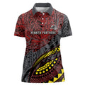 Personalised Penrith Panthers Women Polo Shirt Polynesian Tribal Art Style With Fierce Panther Mascot