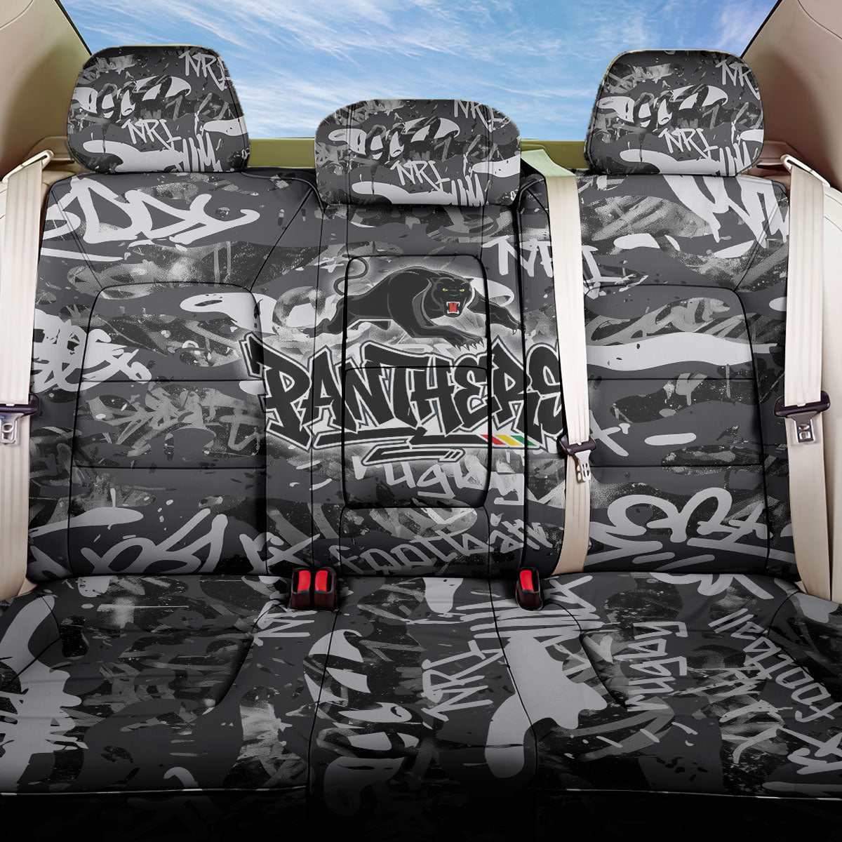 Penrith Panthers Rugby Back Car Seat Cover Graffiti Typography Urban Camo Abstract Street Style