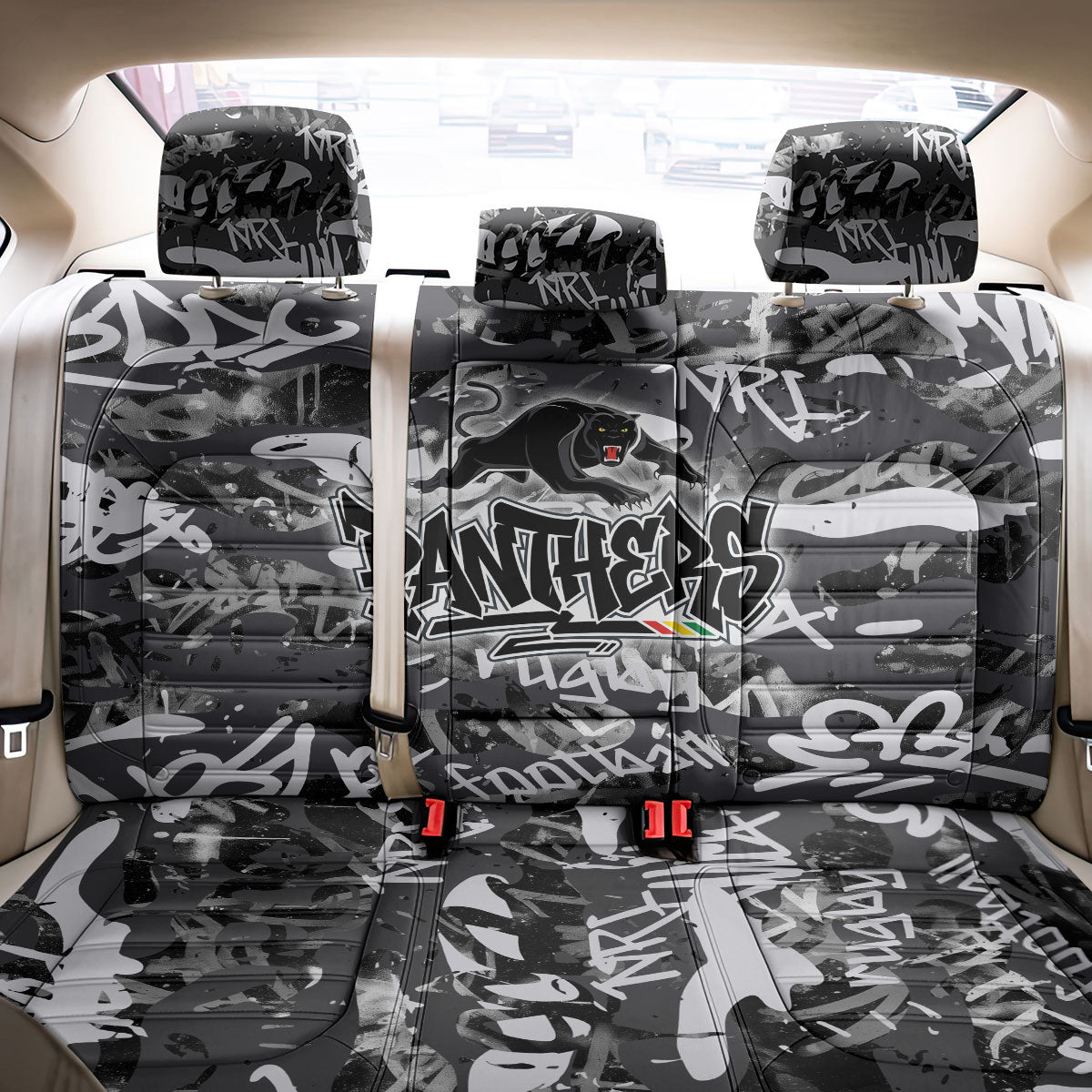 Penrith Panthers Rugby Back Car Seat Cover Graffiti Typography Urban Camo Abstract Street Style
