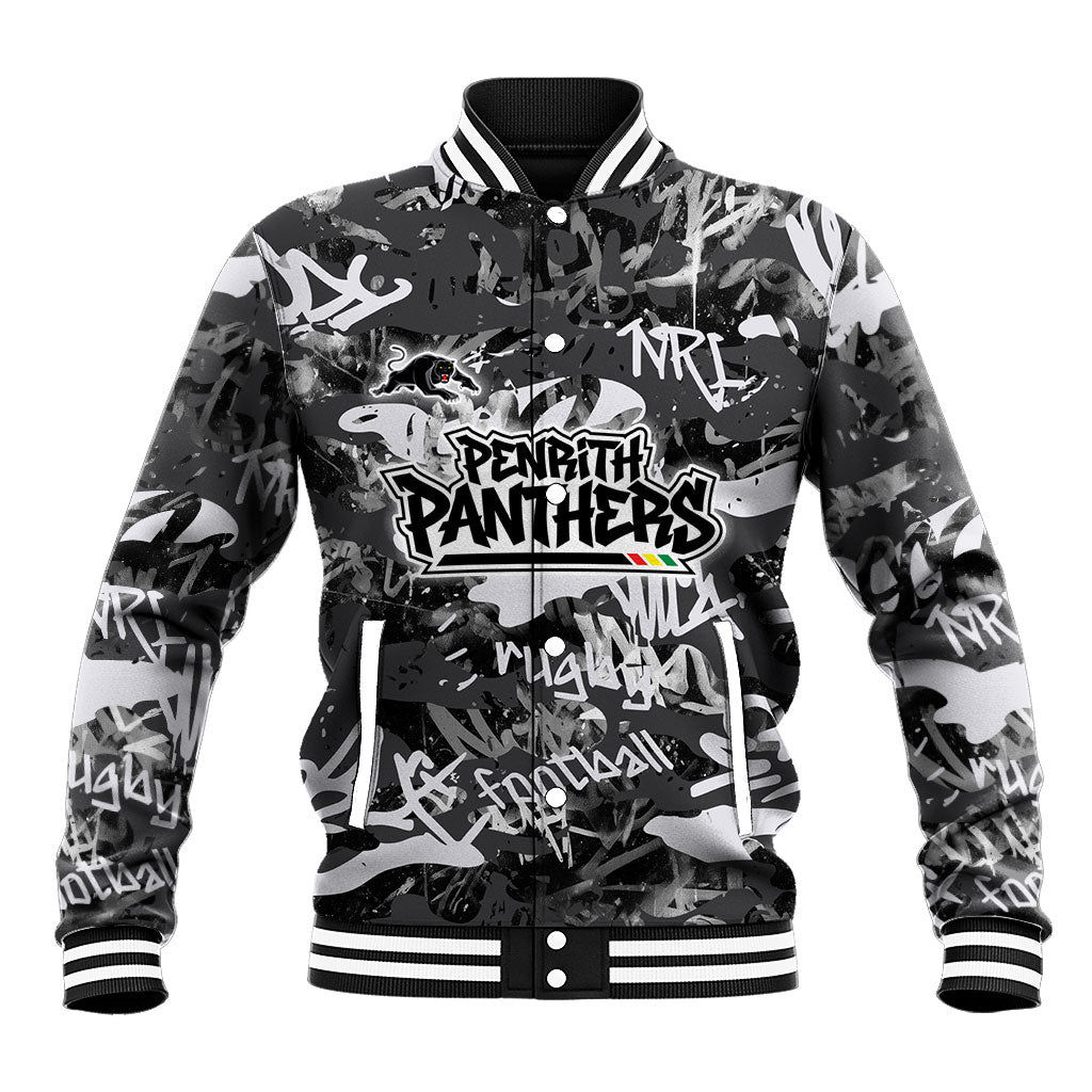 Penrith Panthers Rugby Baseball Jacket Graffiti Typography Urban Camo Abstract Street Style