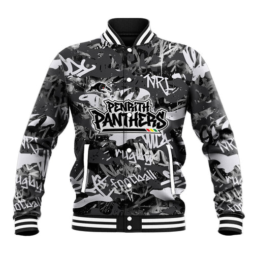 Penrith Panthers Rugby Baseball Jacket Graffiti Typography Urban Camo Abstract Street Style