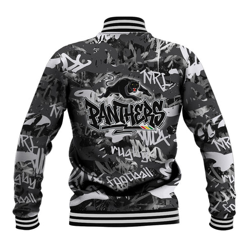 Penrith Panthers Rugby Baseball Jacket Graffiti Typography Urban Camo Abstract Street Style