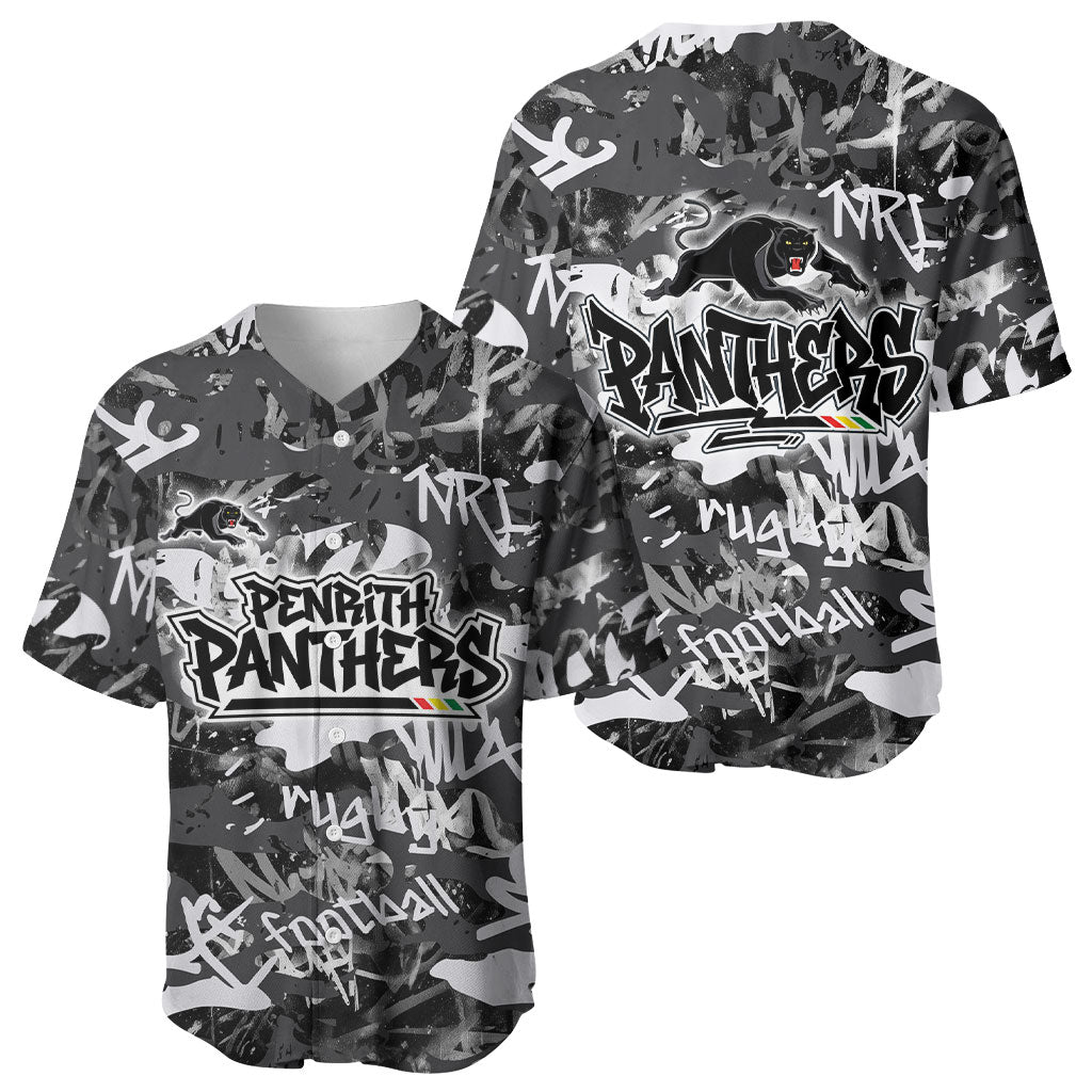 Penrith Panthers Rugby Baseball Jersey Graffiti Typography Urban Camo Abstract Street Style