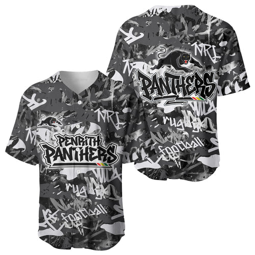 Penrith Panthers Rugby Baseball Jersey Graffiti Typography Urban Camo Abstract Street Style