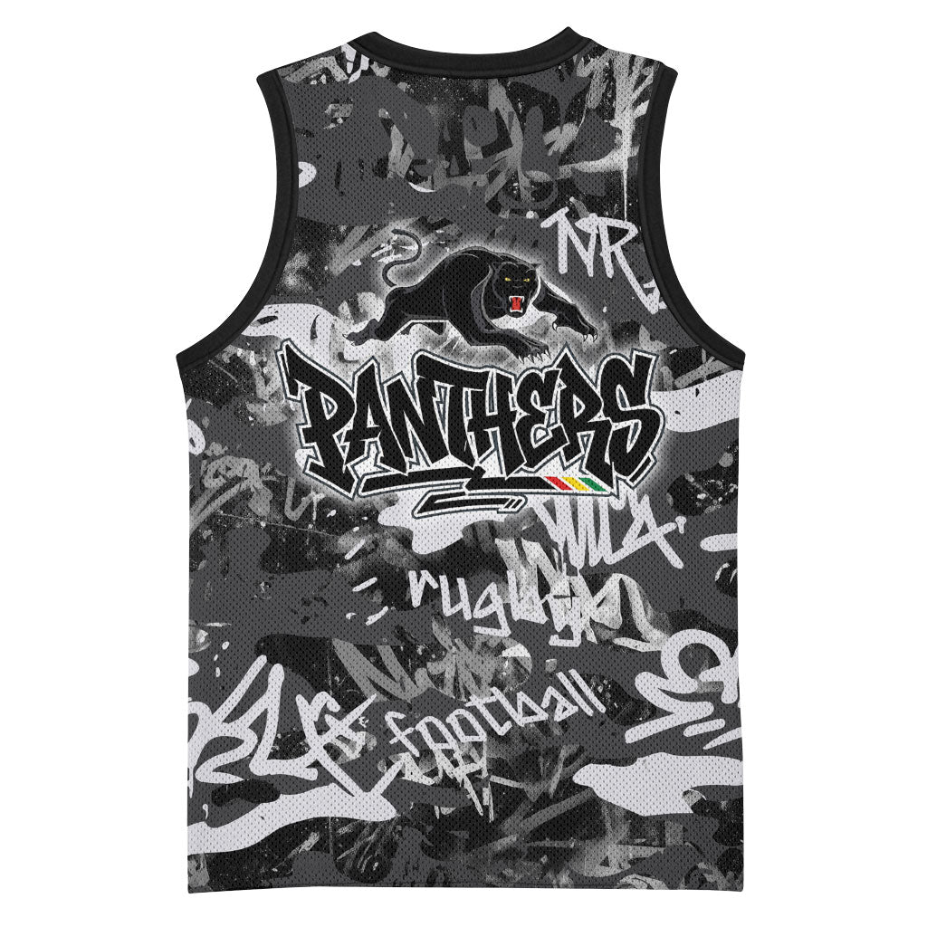 Penrith Panthers Rugby Basketball Jersey Graffiti Typography Urban Camo Abstract Street Style