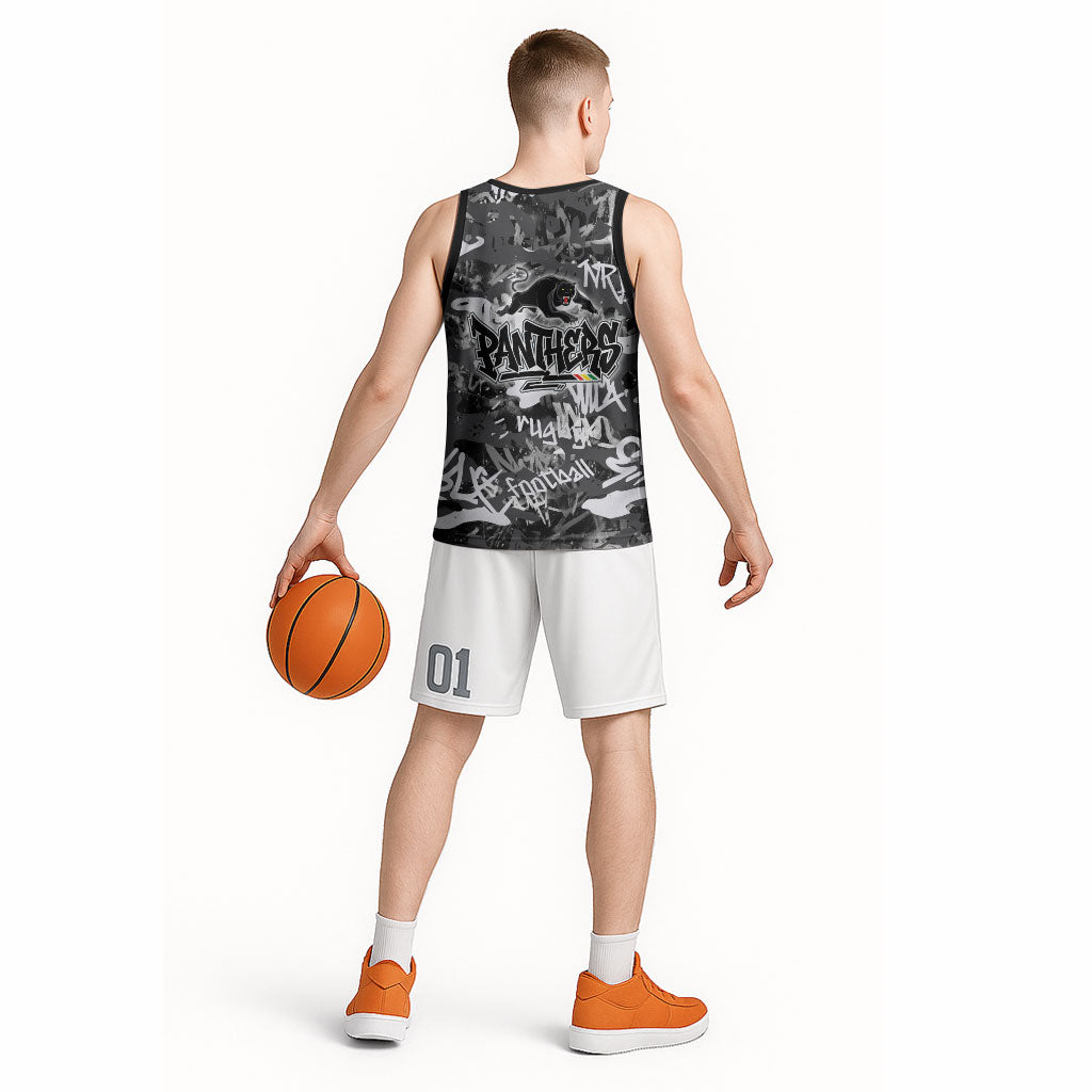 Penrith Panthers Rugby Basketball Jersey Graffiti Typography Urban Camo Abstract Street Style