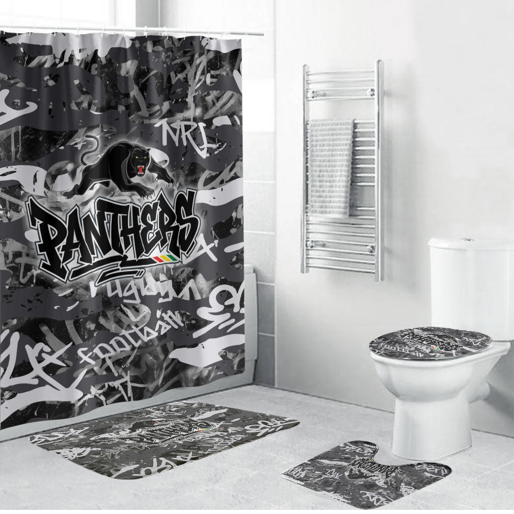 Penrith Panthers Rugby Bathroom Set Graffiti Typography Urban Camo Abstract Street Style