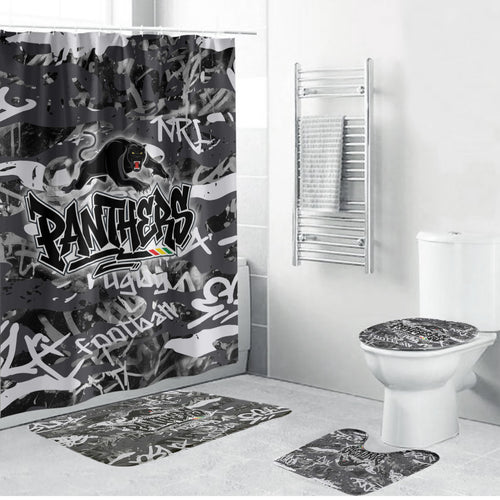 Penrith Panthers Rugby Bathroom Set Graffiti Typography Urban Camo Abstract Street Style
