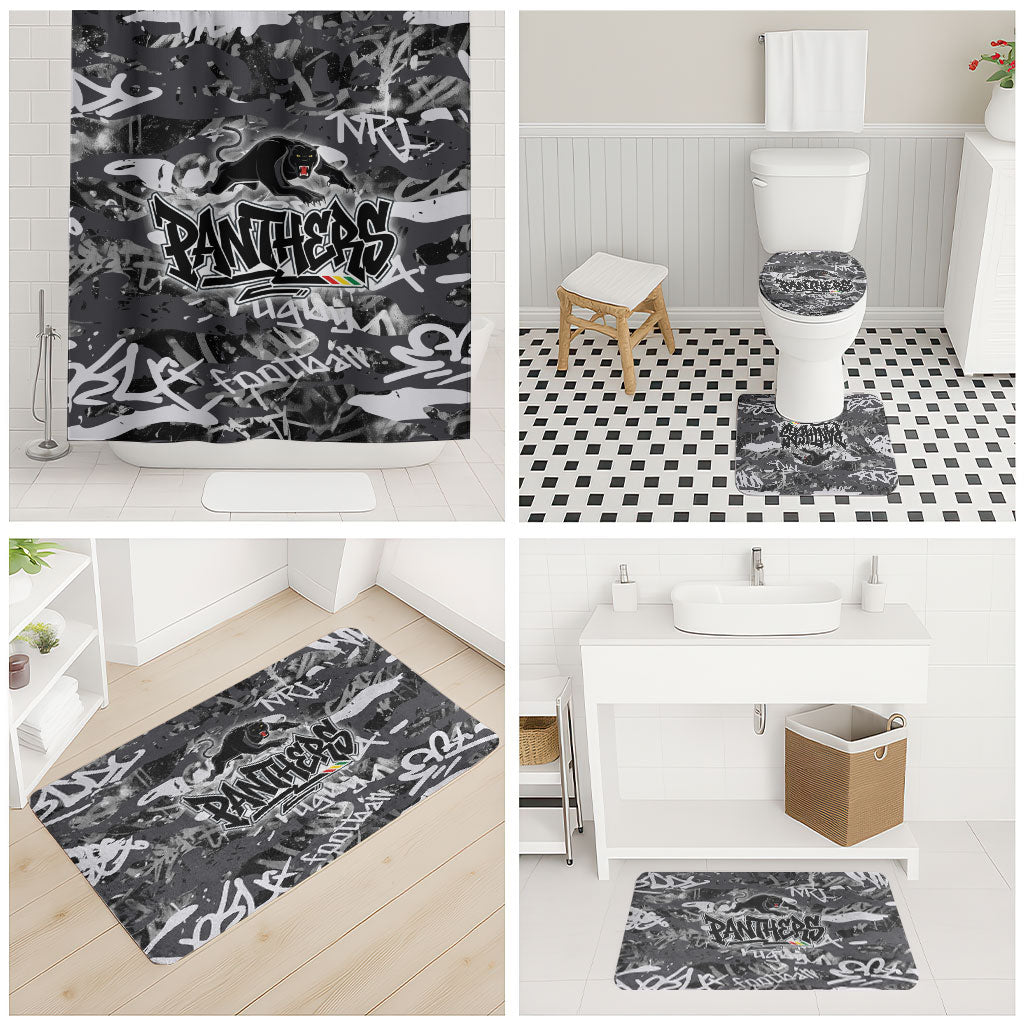 Penrith Panthers Rugby Bathroom Set Graffiti Typography Urban Camo Abstract Street Style