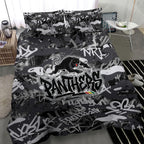Penrith Panthers Rugby Bedding Set Graffiti Typography Urban Camo Abstract Street Style
