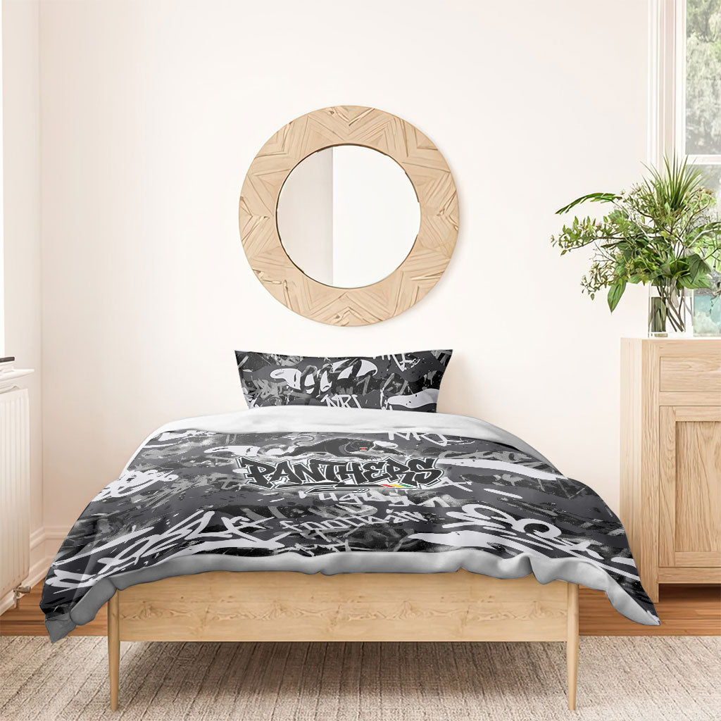 Penrith Panthers Rugby Bedding Set Graffiti Typography Urban Camo Abstract Street Style