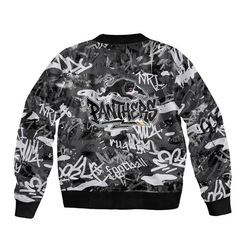 Penrith Panthers Rugby Bomber Jacket Graffiti Typography Urban Camo Abstract Street Style