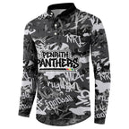 Penrith Panthers Rugby Button Sweatshirt Graffiti Typography Urban Camo Abstract Street Style