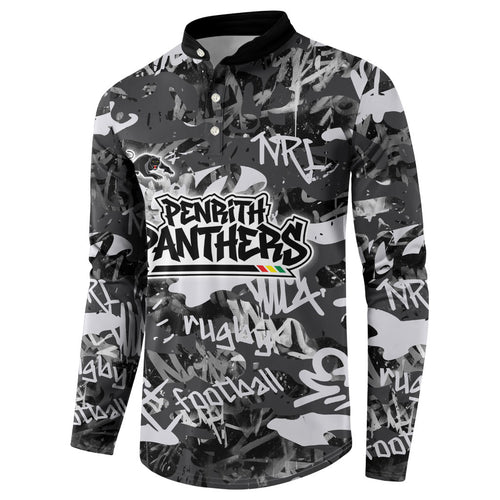 Penrith Panthers Rugby Button Sweatshirt Graffiti Typography Urban Camo Abstract Street Style