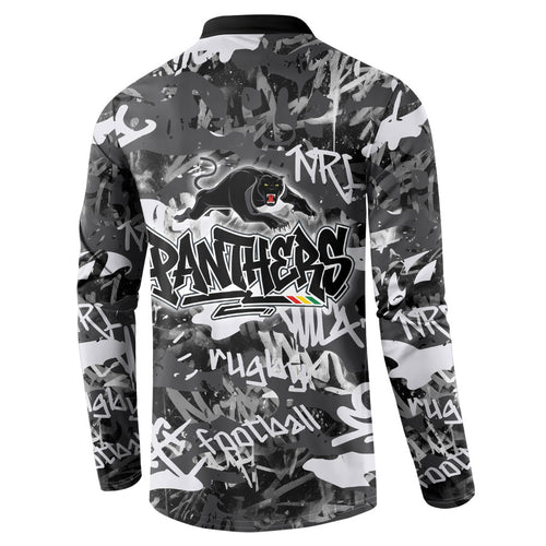 Penrith Panthers Rugby Button Sweatshirt Graffiti Typography Urban Camo Abstract Street Style