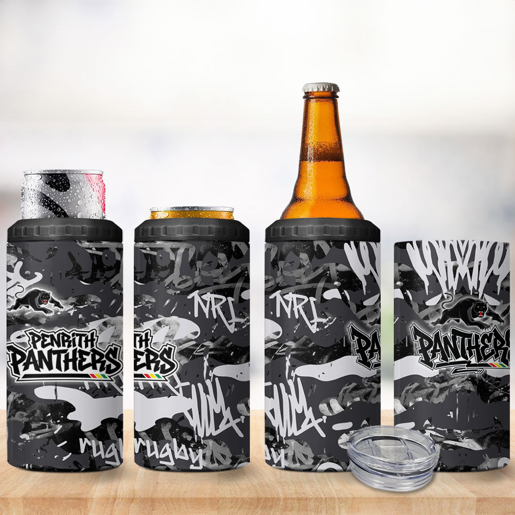 Penrith Panthers Rugby 4 in 1 Can Cooler Tumbler Graffiti Typography Urban Camo Abstract Street Style