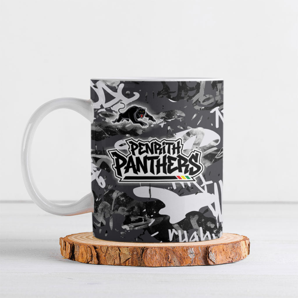 Penrith Panthers Rugby Ceramic Mug Graffiti Typography Urban Camo Abstract Street Style