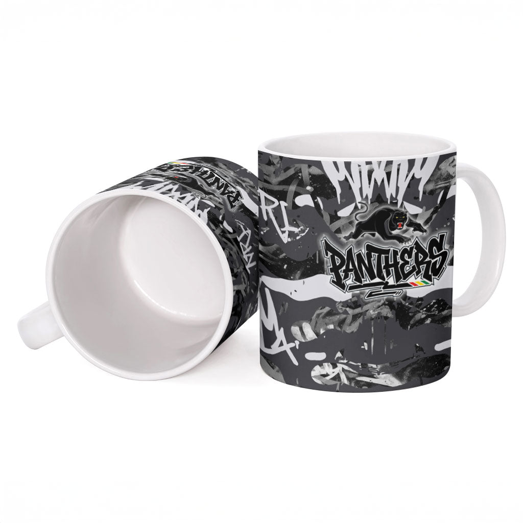 Penrith Panthers Rugby Ceramic Mug Graffiti Typography Urban Camo Abstract Street Style