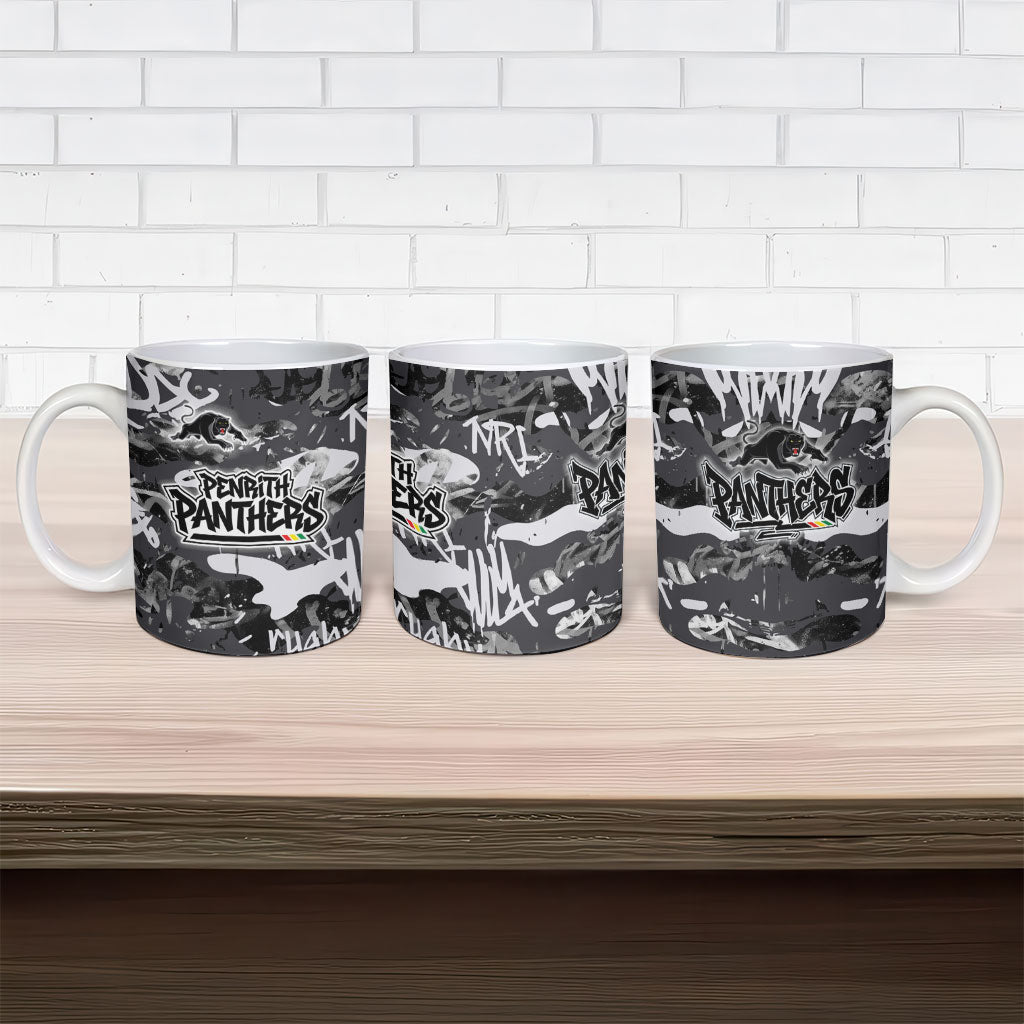 Penrith Panthers Rugby Ceramic Mug Graffiti Typography Urban Camo Abstract Street Style