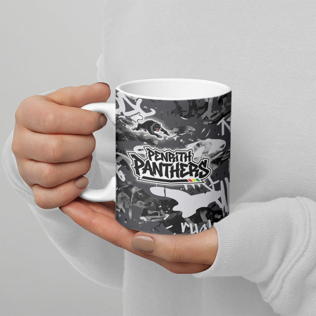 Penrith Panthers Rugby Ceramic Mug Graffiti Typography Urban Camo Abstract Street Style