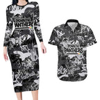 Penrith Panthers Rugby Couples Matching Long Sleeve Bodycon Dress and Hawaiian Shirt Graffiti Typography Urban Camo Abstract Street Style
