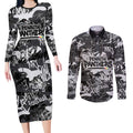 Penrith Panthers Rugby Couples Matching Long Sleeve Bodycon Dress and Long Sleeve Button Shirt Graffiti Typography Urban Camo Abstract Street Style
