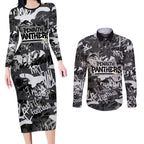 Penrith Panthers Rugby Couples Matching Long Sleeve Bodycon Dress and Long Sleeve Button Shirt Graffiti Typography Urban Camo Abstract Street Style