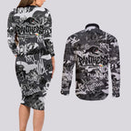 Penrith Panthers Rugby Couples Matching Long Sleeve Bodycon Dress and Long Sleeve Button Shirt Graffiti Typography Urban Camo Abstract Street Style