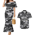 Penrith Panthers Rugby Couples Matching Mermaid Dress and Hawaiian Shirt Graffiti Typography Urban Camo Abstract Street Style