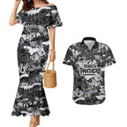 Penrith Panthers Rugby Couples Matching Mermaid Dress and Hawaiian Shirt Graffiti Typography Urban Camo Abstract Street Style