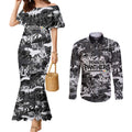 Penrith Panthers Rugby Couples Matching Mermaid Dress and Long Sleeve Button Shirt Graffiti Typography Urban Camo Abstract Street Style