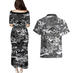 Penrith Panthers Rugby Couples Matching Puletasi and Hawaiian Shirt Graffiti Typography Urban Camo Abstract Street Style