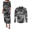 Penrith Panthers Rugby Couples Matching Puletasi and Long Sleeve Button Shirt Graffiti Typography Urban Camo Abstract Street Style