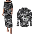 Penrith Panthers Rugby Couples Matching Puletasi and Long Sleeve Button Shirt Graffiti Typography Urban Camo Abstract Street Style